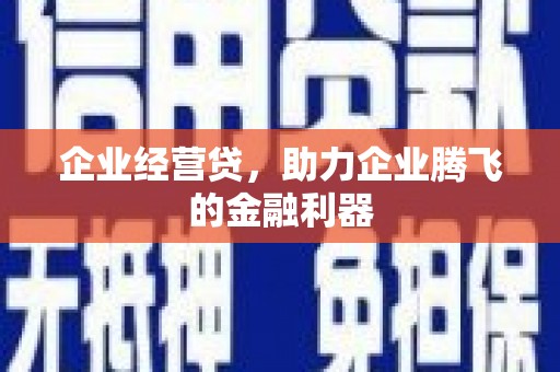 淳安企业经营贷，助力企业腾飞的金融利器