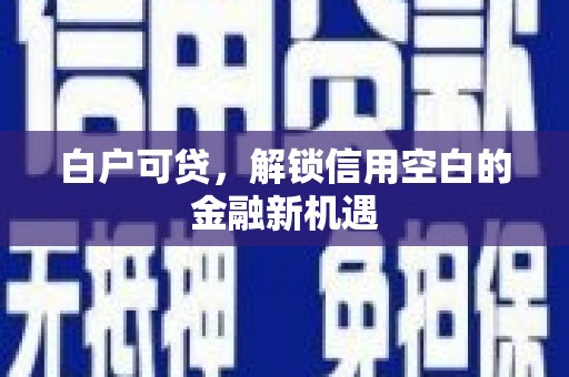 淳安白户可贷，解锁信用空白的金融新机遇