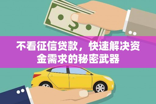 淳安不看征信贷款，快速解决资金需求的秘密武器