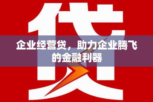 淳安企业经营贷，助力企业腾飞的金融利器