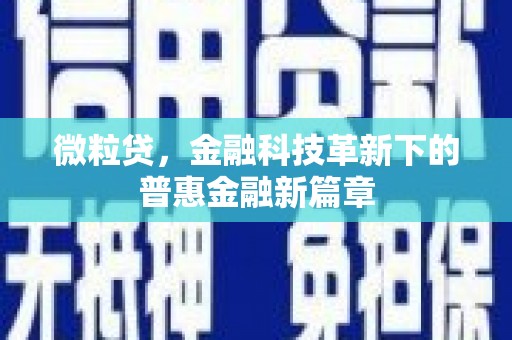 淳安微粒贷，金融科技革新下的普惠金融新篇章